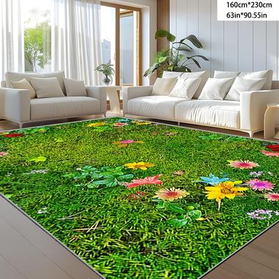 TEMU 1pc Lawn Floral Pattern Outdoor Mat Outdoor Mat Patio Mat Pad Double Sided Rv Camping Mat Outdoor Area Rugs For Patios Decks Image