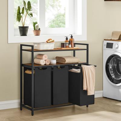 TEMU Laundry Basket, Laundry Collector With 2 Compartments, Removable And Detachable Laundry Bag, 65 , For Bathroom, Laundry Room, Laundry Baskets Image