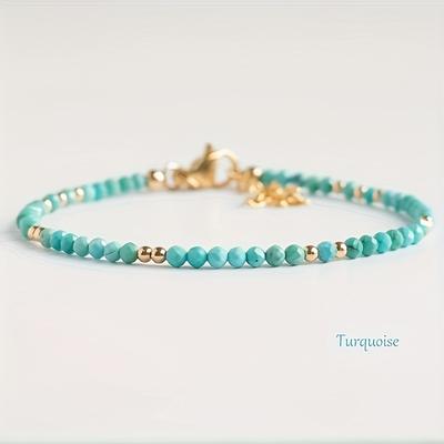 TEMU Elegant Bohemian Turquoise Bracelet With Beads - Handcrafted, Classic Fashion Accessory For & Gift-, Minimalist Jewelry|classic Turquoise| Beads Image