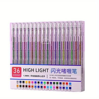 TEMU 36/24/12 Glitter Color Gel Pens, 1.0 Medium Point, Multicolor Painting Pens Set, Assorted Colors For Drawing & Daily Writing, Supplies Use Image