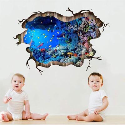 3D-Wandaufkleber "Unterwasserwelt", für Zuhause, Bodenaufkleber, Dekor, lebendige Fische, Image
