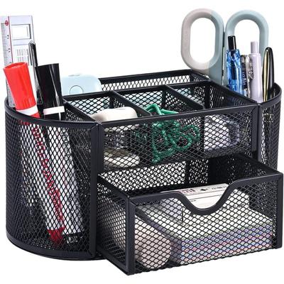Ccykxa - Schreibtisch-Organizer aus Metallgeflecht mit Schublade und Stifthalter für Stifte, Image