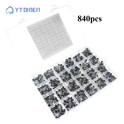 24 Werte TO-92 840-teiliges Transistoren-Kit NPN PNP-Transistor 2N2222 2N3904 2N5551 BC327 BC337 Image