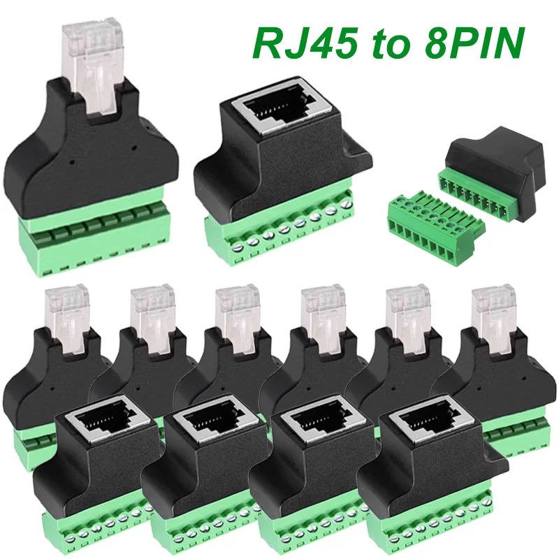 RJ45-Stecker auf Adapter, RJ45-Buchse auf 8-poligen RJ45-Stecker mit Schraubanschluss für DVR-CCTV-Zubehör Image