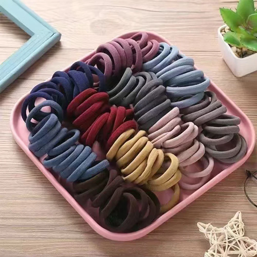 50 Teile/satz Neue Frauen Mädchen Candy Farben Nylon Grundlegende Scrunchie Haar Krawatte Pferdeschwanz Halten Haar Gummibänder Mode Haar Zubehör Image