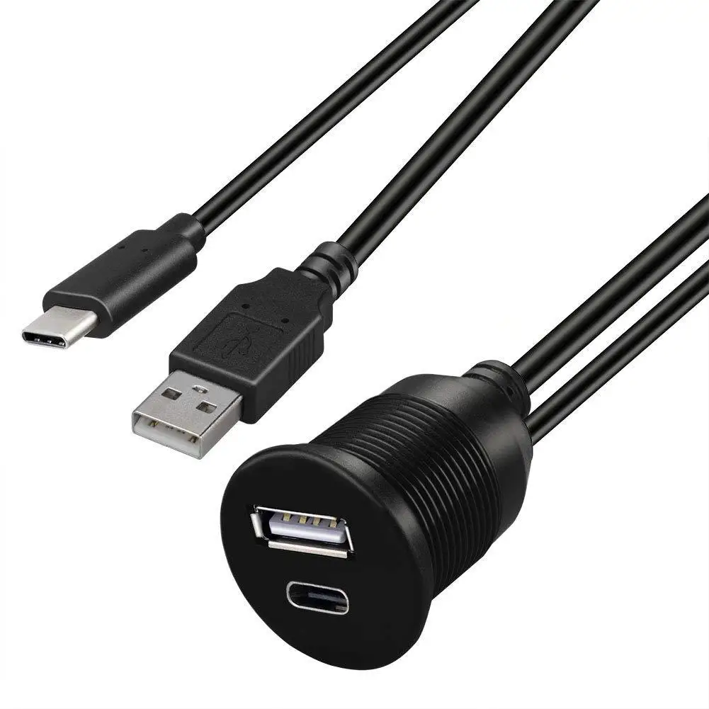 Wasserdichte USB C 3,1 Typ-C USB 3,0/2,0 Weibliche Verlängerung AUX Unterputz Auto Boot Halterung Verlängerung für Dashboard Panel Kabel Image