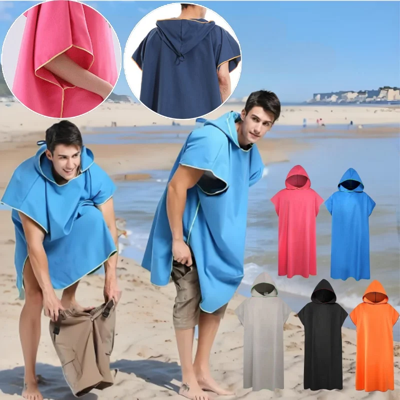 Mikrofaser-Kapuzenhandtuch für Herren und Damen, zum Schwimmen, Strand, Reisen, schnell trocknend, Wickelmantel, Umhang, Badetuch, Bademantel, Surf-Poncho, Sauna, Spielen