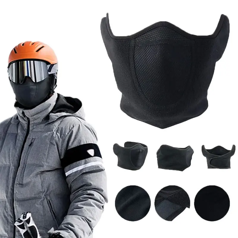 Winter Sturmhaube Fleece Wärmer Motorrad Gesichtsmaske Atmungsaktive halbe Skimaske Schal Motorrad Radfahren Fahrrad Biker Maske Image