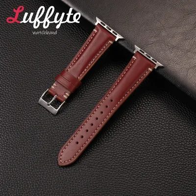 Hochwertiges Echtlederarmband für Apple Watch Band 38 40 41 42 44 45 46 49 mm Uhrenarmbänder für Iwatch 1-10 Ultra SE 2 Image