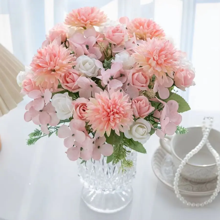 Künstliche Blume Seide Rose Hause Vase Tisch Bonsai Festival Party Outdoor Garten Hochzeit Brautstrauß DIY Geschenk Requisiten Dekoration Image