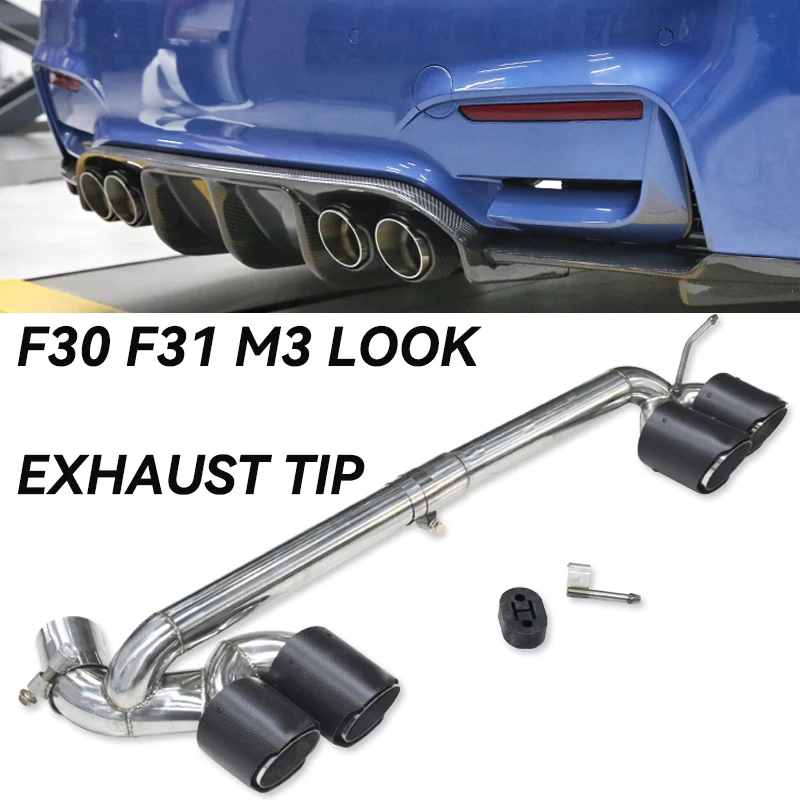 Auto Zubehör Quad Auspuff Spitze Für BMW F30 F31 320i 318i Geändert M3 Look Stoßstange Edelstahl Auto Auspuff spitze Düse Image