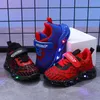 Disney LED Casual Turnschuhe Spider-Man Rot Schwarz Für Frühling Jungen Mesh Outdoor Schuhe Kinder