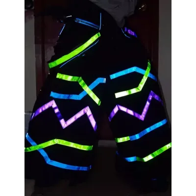 Heiße Lila Blau Grün Reflektierende Farbe Hosen Ghost Walk Shuffle Tanzen Leuchtende Hosen Hip-hot Image