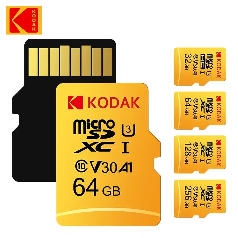 Kodak Microsd-Karte, 32 GB, 64 GB, Klasse 10, Mini-SD, 128 GB, 256 GB, Hochgeschwindigkeits-Schreibkarte, Super-Kompatibilität, Telefonkamera, Speicherkarte Image