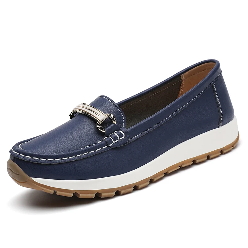 Damen Freizeit arbeits schuhe leicht plus Größe 36-44 Wohnungen Mode bequeme Loafer Walking Mutter rutsch feste Lederschuhe