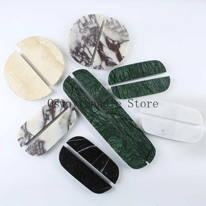 Luxuriöser handgeschnitzter Türgriff aus Marmor, Schrankgriff, Wabi Sabi, eleganter Vintage-Türknauf, Heimdekoration Image