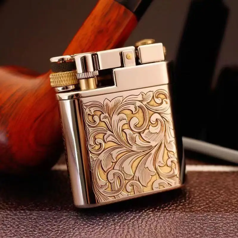 Chief Messingfeuerzeug, kreatives Dia-Zündungs-Metall-Benzinfeuerzeug, wiederaufbaubar, klassisches Vintage-Feuerzeug Image