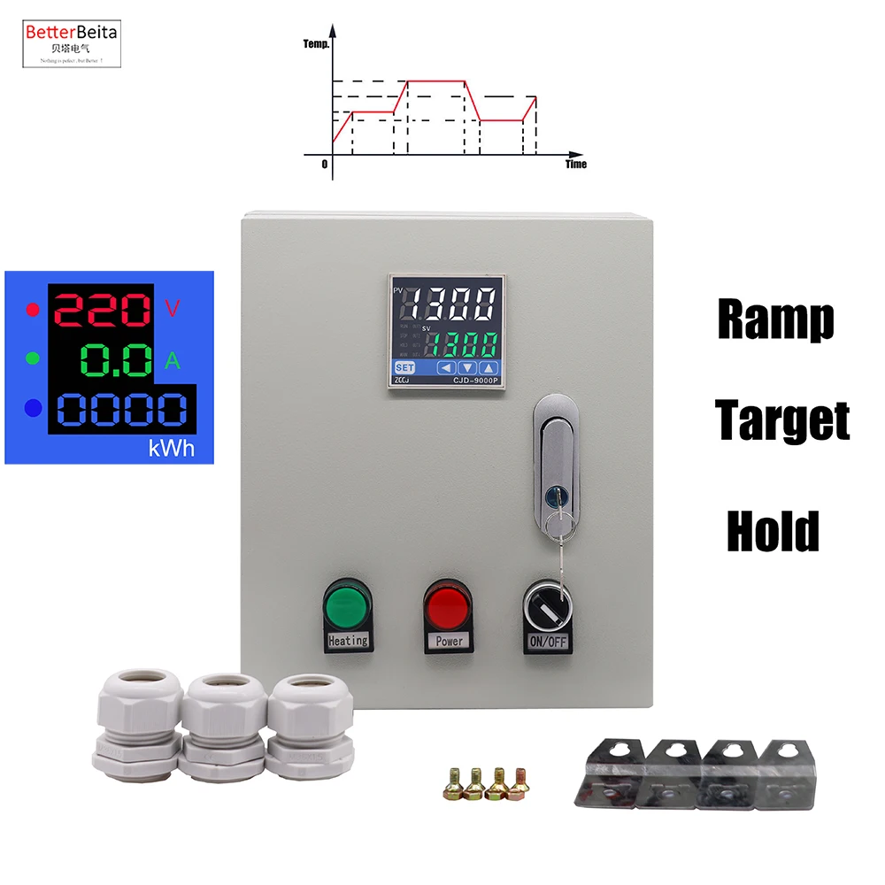 Keramik Elektroofen Ofen Ofen Rise Hold Rampe Soak PID Temperaturregler Temp. Timer-Thermostat mit V A kwh-Funktion