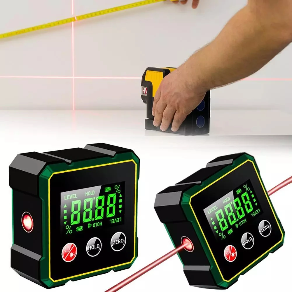 Magnetischer digitaler Neigungsmesser mit elektronischem Laser, 2-in-1-Laser-Nivellierbox, Typ-C-Ladewinkel-Laser-Goniometer Image