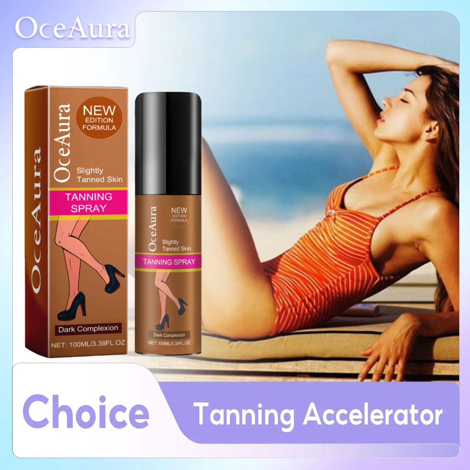 Sunless Tanning Spray vertieft den Hautton, feuchtigkeitsspendende Ölkontrolle, beruhigt trocken, reduziert Sonnenbrand, Instant Tan Shine, braune Bräunungscreme Image