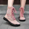 Retro Damen Rosa Stiefel Plus Größe 36-48 Mesh Atmungsaktive Frau Sommer Stiefel Lace-up Casual