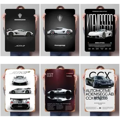 Koenigsegg Schild, klassische Autos, Poster, Innenbereich, Retro-Metallblechschild, Plakette für Image