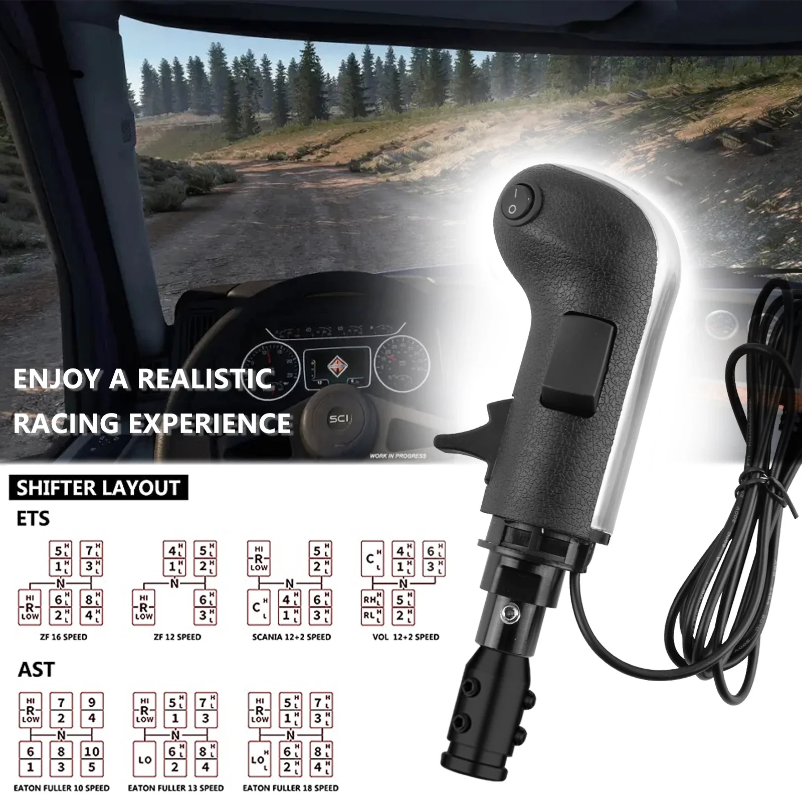 Neuer Simulator-Schaltknauf EST2 USB Game 18 Schaltknauf 3 Schalter Ersatz-Upgrade SKRS für Logitech G923 G29 G27 G25 TH8A Image