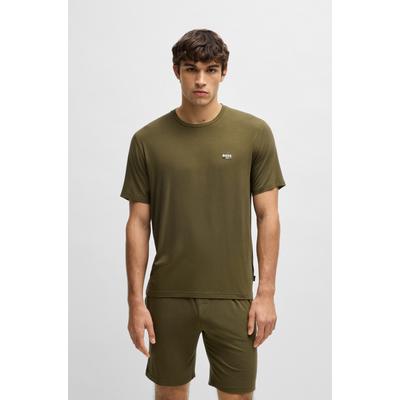 Shorty BOSS "Bamboo Short Set", Herren, Gr. L (52), dunkelgrün 302, Jersey, Obermaterial: 94% Viskose, 6% Elasthan, regular fit, Rundhals, Kurzarm, Homewear-Sets Image