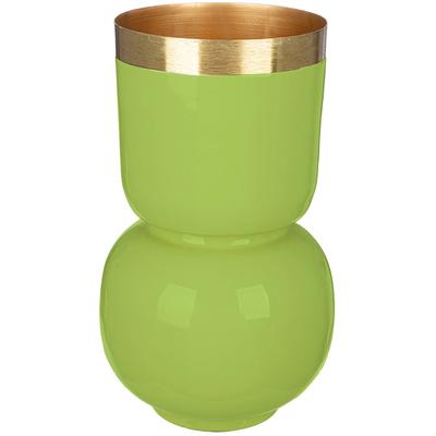 Tischvase GILDE "Vase Roro mit Goldrand", grün, B:18cm H:31,5cm T:18cm Ø:18cm, Metall, Vasen Image