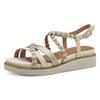 Keilsandalette TAMARIS, Damen, Gr. 35, beige (creme), Leder, Lederimitat, modisch, Schuhe, Riemchensandale, Sommerschuh mit verstellbarer Schnalle