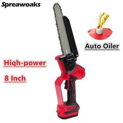 Brushless Chainsaw Auto Oiler 8 Inch Electric Chain Saw Pruning Wood Cutting Garden Power Tools For Milwaukee 18V Battery