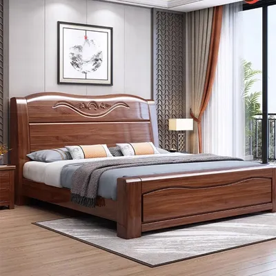 Wooden Japanese Storage Bed Simple Space Saving Full Rattan Platform Double Massage Bed Design King Size Cama Home Furniture