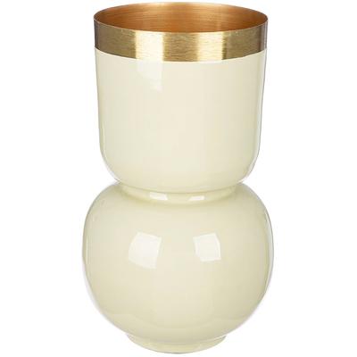 Tischvase GILDE "Vase Roro mit Goldrand", beige (creme), B:18cm H:31,5cm T:18cm Ø:18cm, Metall, Vasen Image