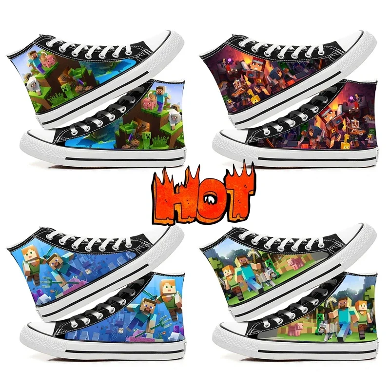 Minecrafte Schuhe Steve Yakris My World Creeper MC Bedruckte Segeltuchschuhe Studentenmode Freizeitschuhe Personalisierter Trend Cos Toys