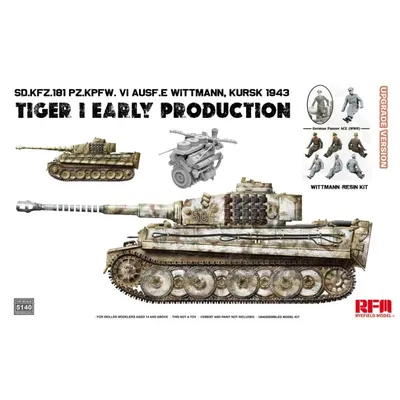 RYEFIELD RM-5140 Sd.Kfz.181 TIGER I FRÜHIGE PRODUKTION KURSK 1943, mit Motor und WITTMANN (Harzfigur) UpgradeP-Version Image