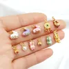 Messingbeschichtetes Gold tropfendes Öl Jade Kaninchen Tigerkopf Schuhe Blumen Hausschuhe Lotus Anhänger DIY Schmuckherstellung Zubehör Materialien