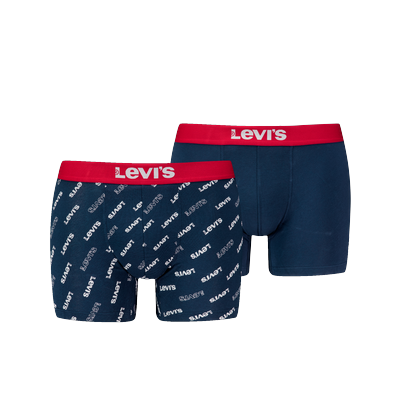 Boxershorts LEVI'S "LEVIS MEN LOGO AOP BOXER BRIEF ORG CO 2P", Herren, Gr. XL, bunt (weiß, blau, rot), Obermaterial: 95% Baumwolle, 5% Elasthan, Unterhosen, mit stilvoller Musterung Image