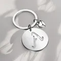 1 pz/5 pz FAI DA TE AZ Rotondo di Marca Portachiavi In Acciaio Inox 26 Lettera Portachiavi Ciondolo Portachiavi Fibbia Catene per Auto Moto regalo