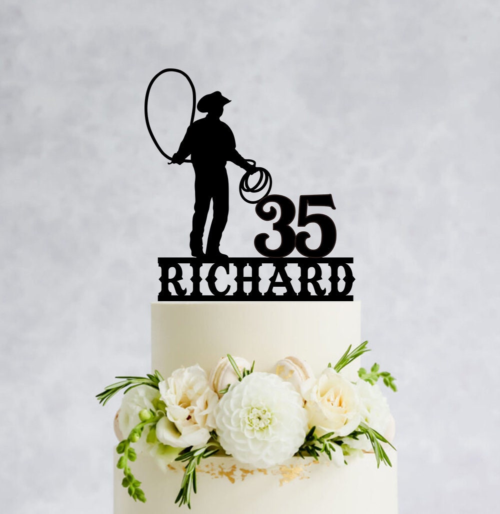 Cowboy compleanno torta Topper, Western Farm Cake Topper, Cowboy tema Decor, Roper, Rodeo Cake Topper, festa di compleanno, Vaquero Cake Topper 107
