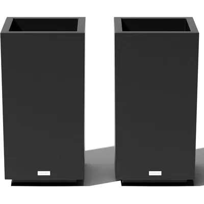 Block Series Pedestal Planter - Tall Planter for Indoor or Outdoor Front Porch | All-Weather Use