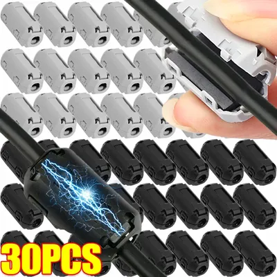 Noise Filter Magnetic Clip Ferrite Core Noise Suppressor Filter Ring Cable Clamp Wire Soft Magnet