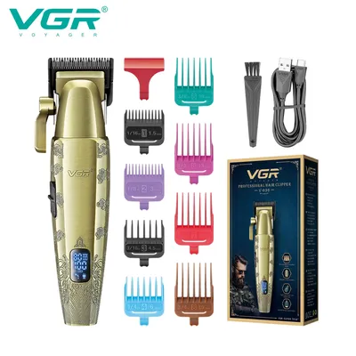 VGR 036 Retro Metal Electric Push Clipper for Men's High End Hair Clipper, Intelligent Digital