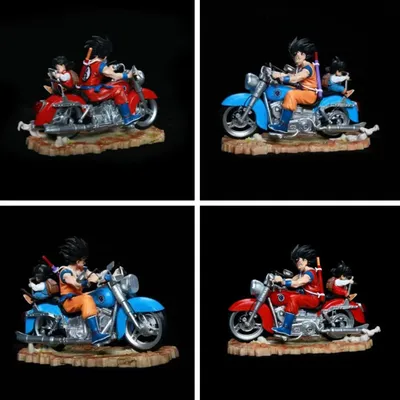 16cm Anime Goku Figure Son Gohan Goku Action Figure Dbz Father And Son Motorcycle Pvc Collection