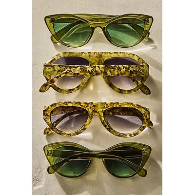 Cruise Oversized Aviator Sunglasses at Free People in Lime Pattern