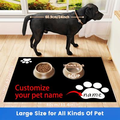 TEMU 1pc Solid Color Diy Name Simple Pet Feeding Mat, Non-slip Food And Water Bowl Pad For Cats And Dogs, Dog Drinking Station Mat, Accessories Home Decorative Item Image