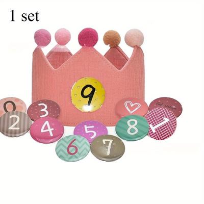 TEMU 1 Set Birthday Crown Hats With Numbers, Crown Birthday Party Hats, Birthday Decoration, For Crown Hats Made Of Button Number Party Decoration Image