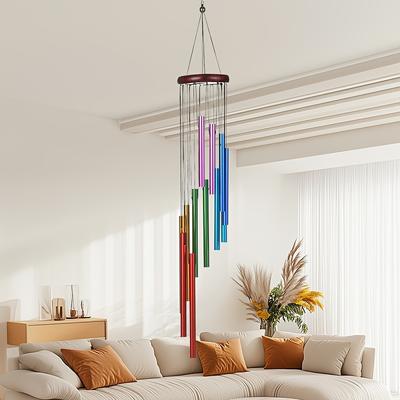 TEMU 1 Set Of Outdoor Colorful Wind Chimes With 12 Aluminum Tubes For Garden, Patio, Balcony And Home Decoration - No Electricity Required Image