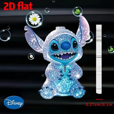 TEMU 1pc Stitch 2d Flat Air Freshener - , Glittery Design With Cute Ears & Tail, Car Air Vents, Car Air Freshener| Design|scented Cream, Stitch Accessories Image
