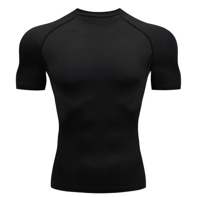 TEMU Men's Quick-dry Athletic Base Layer Top - High Elasticity, Breathable, Short Sleeve, Round Neck For , Running & Yoga, Workout Accessories Image
