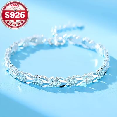 TEMU Elegant 925 Sterling Silver Bracelet, 's Jewelry For , Gift, Surprise Present, Charm, Fine Jewelr Image